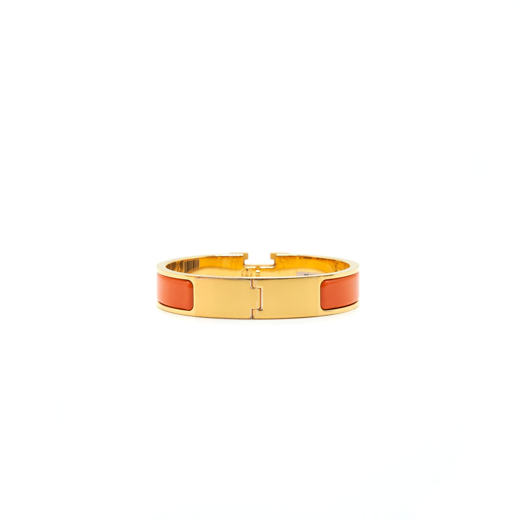 HERMES CLIC H BRACELET ORANGE WITH GHW SZE PM