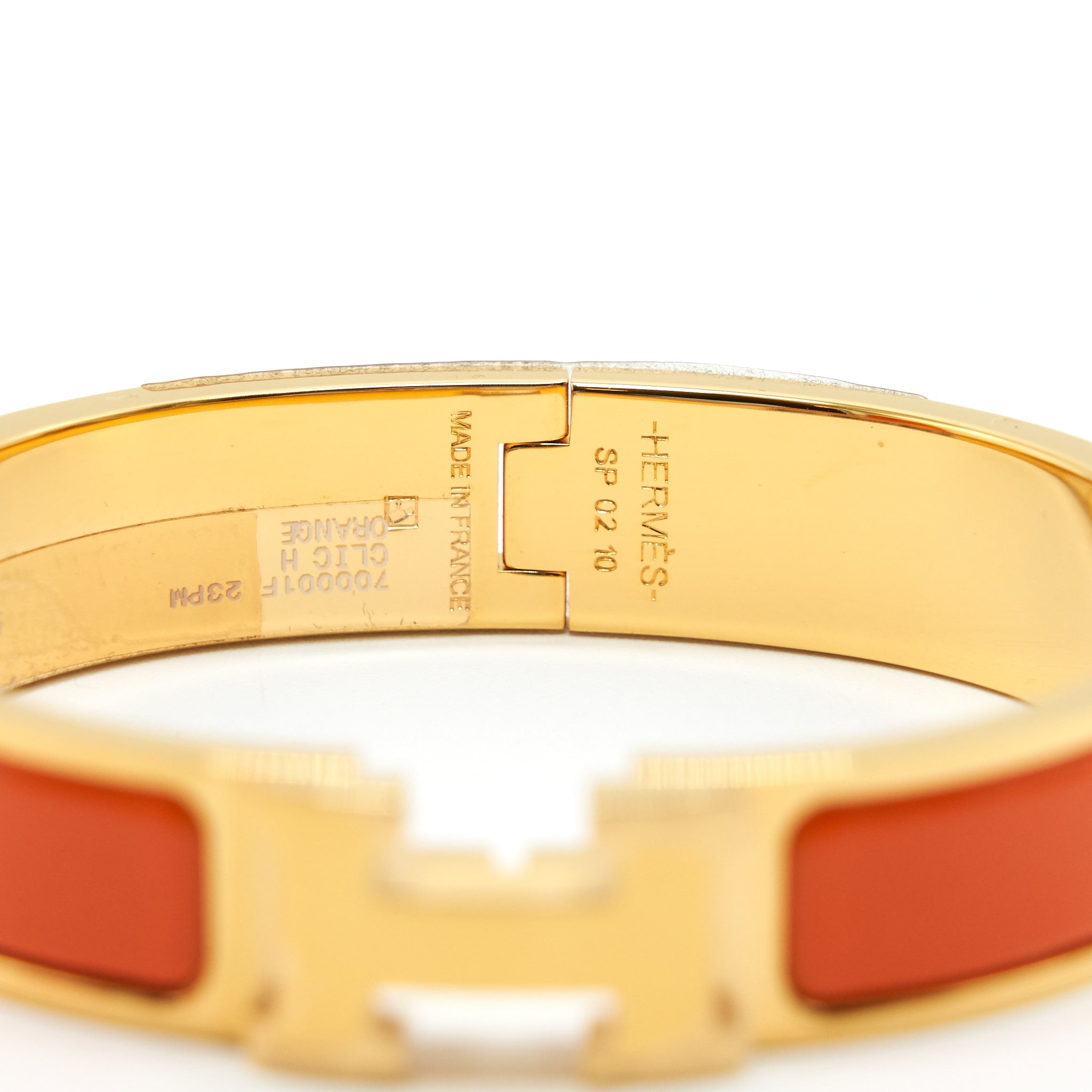HERMES CLIC H BRACELET ORANGE WITH GHW SZE PM