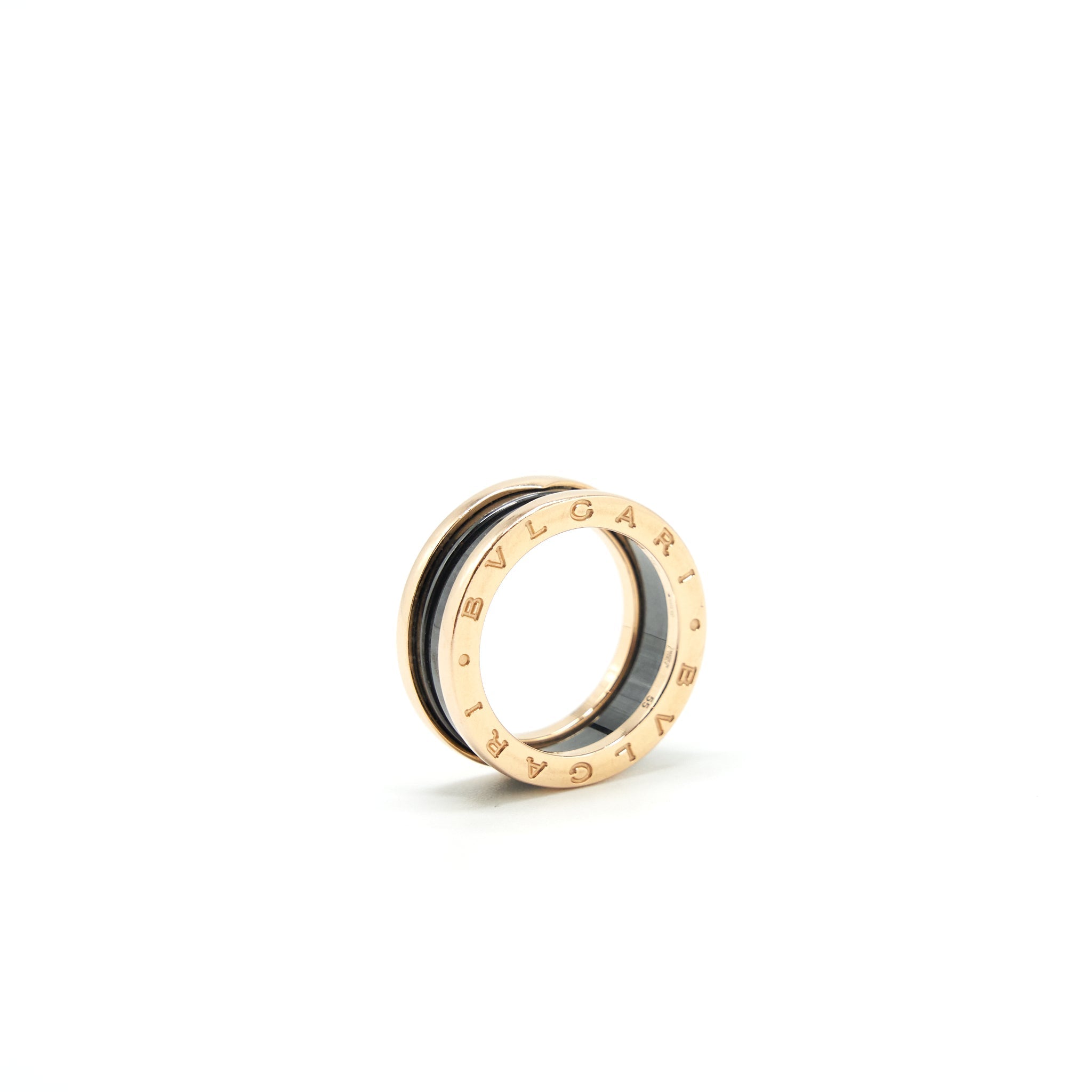 BVLGARI B.ZERO TWO BAND RING ROSE GOLD WITH CERAMIC