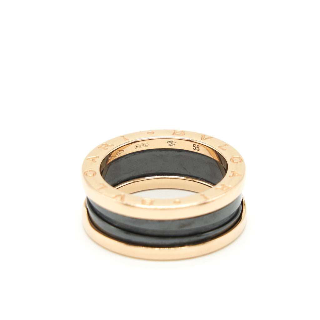 BVLGARI B.ZERO TWO BAND RING ROSE GOLD WITH CERAMIC