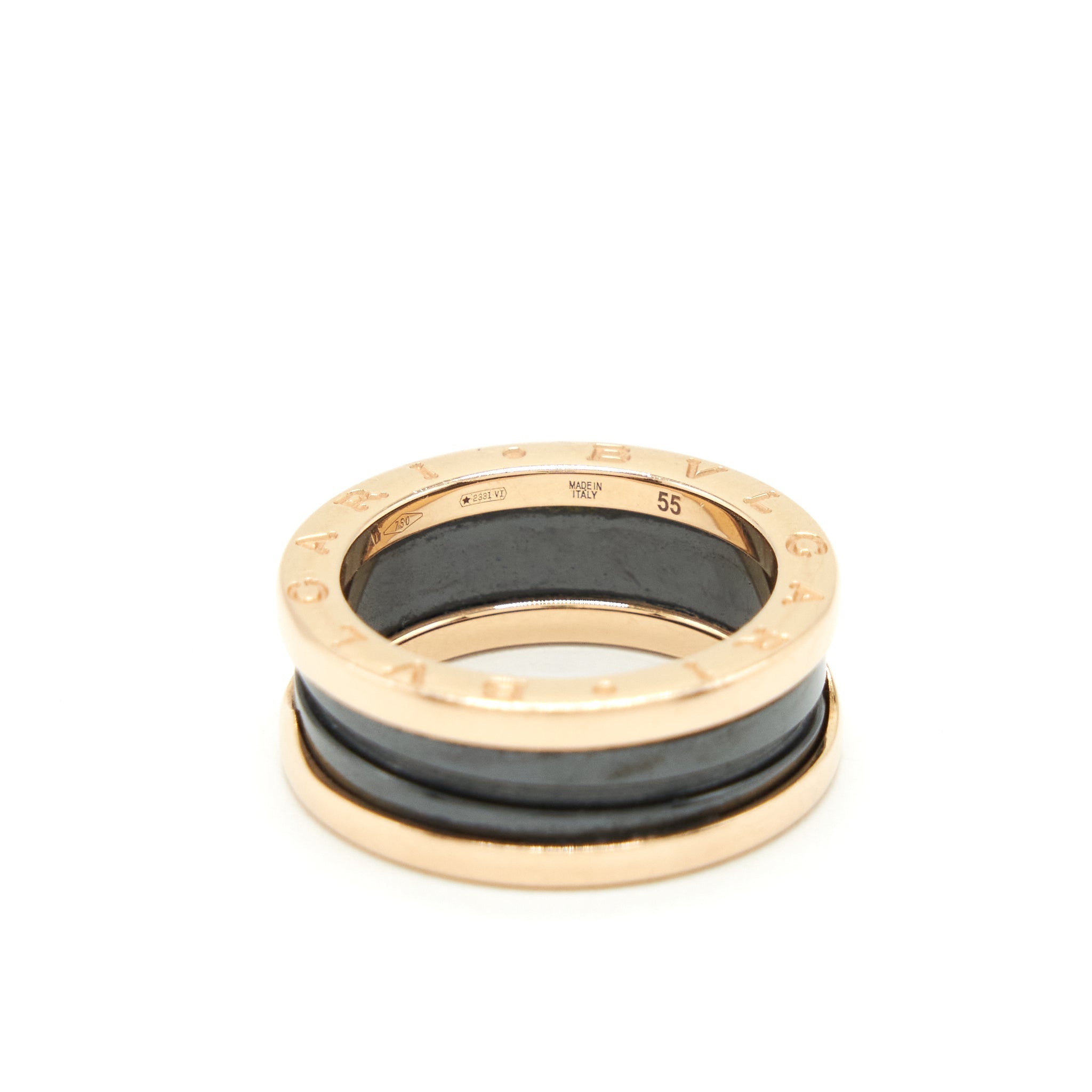 BVLGARI B.ZERO TWO BAND RING ROSE GOLD WITH CERAMIC