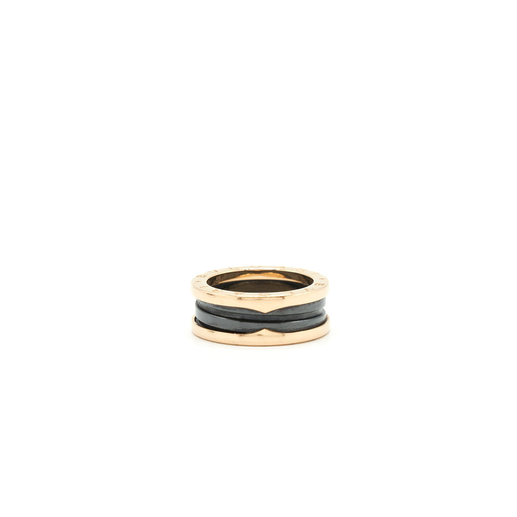 BVLGARI B.ZERO TWO BAND RING ROSE GOLD WITH CERAMIC