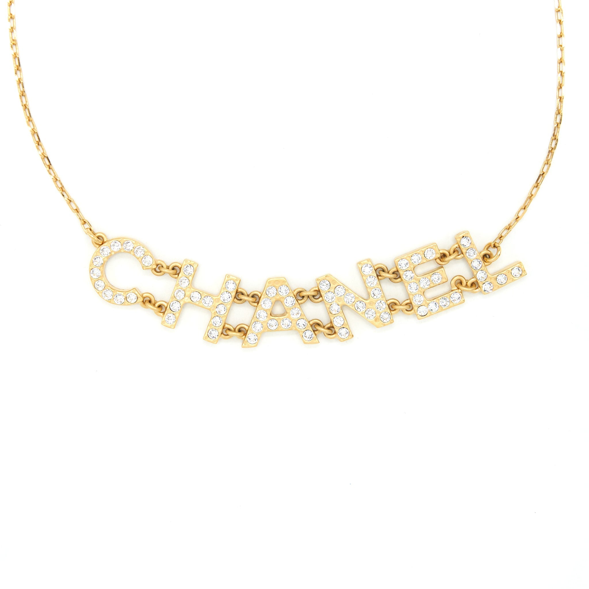 CHANEL LOGO LETTERING CHAIN NECKLACE/CHOKER GHW
