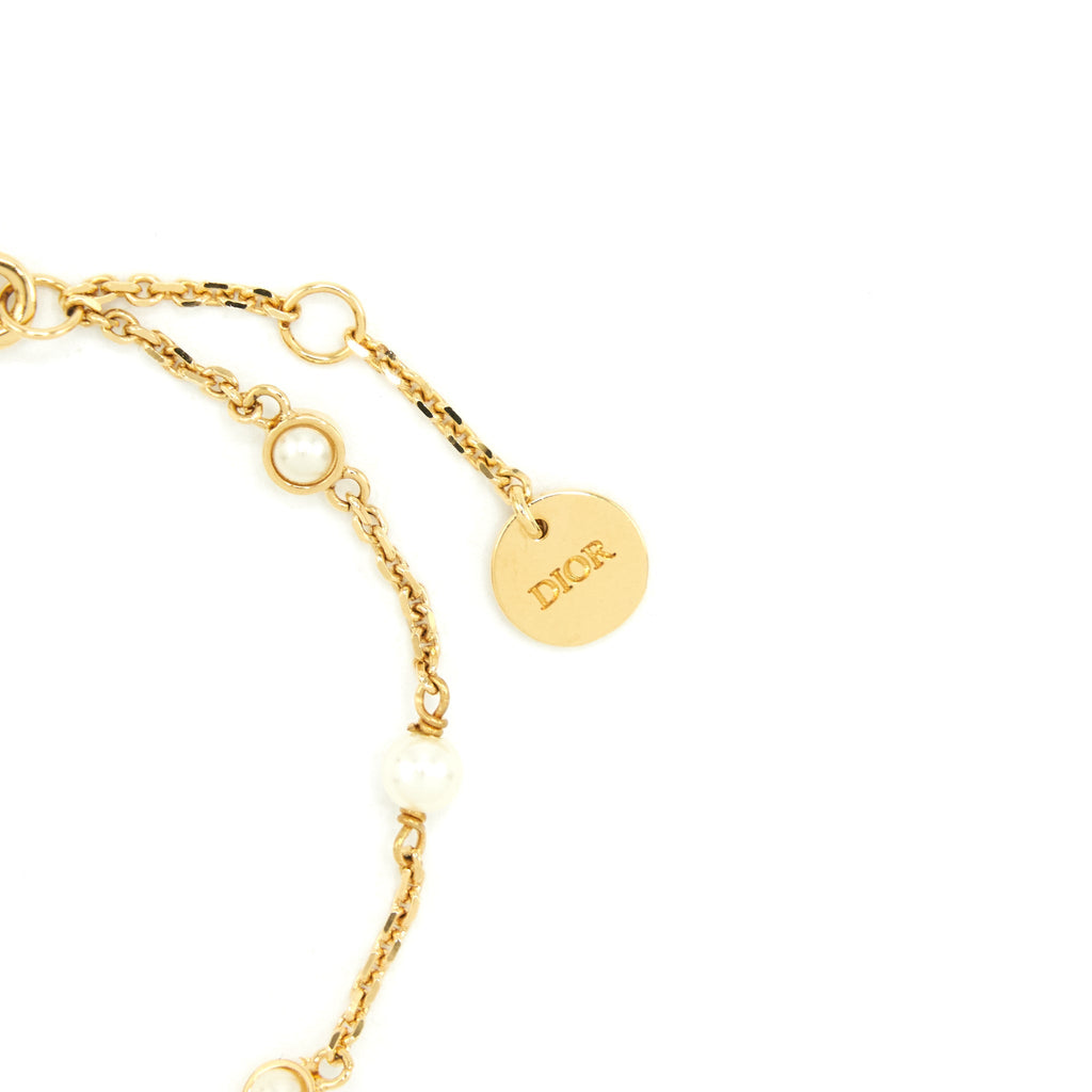 DIOR CLAIR D LUNE BRACELET GOLD-FINISH METAL WITH WHITE RESIN PEARLS