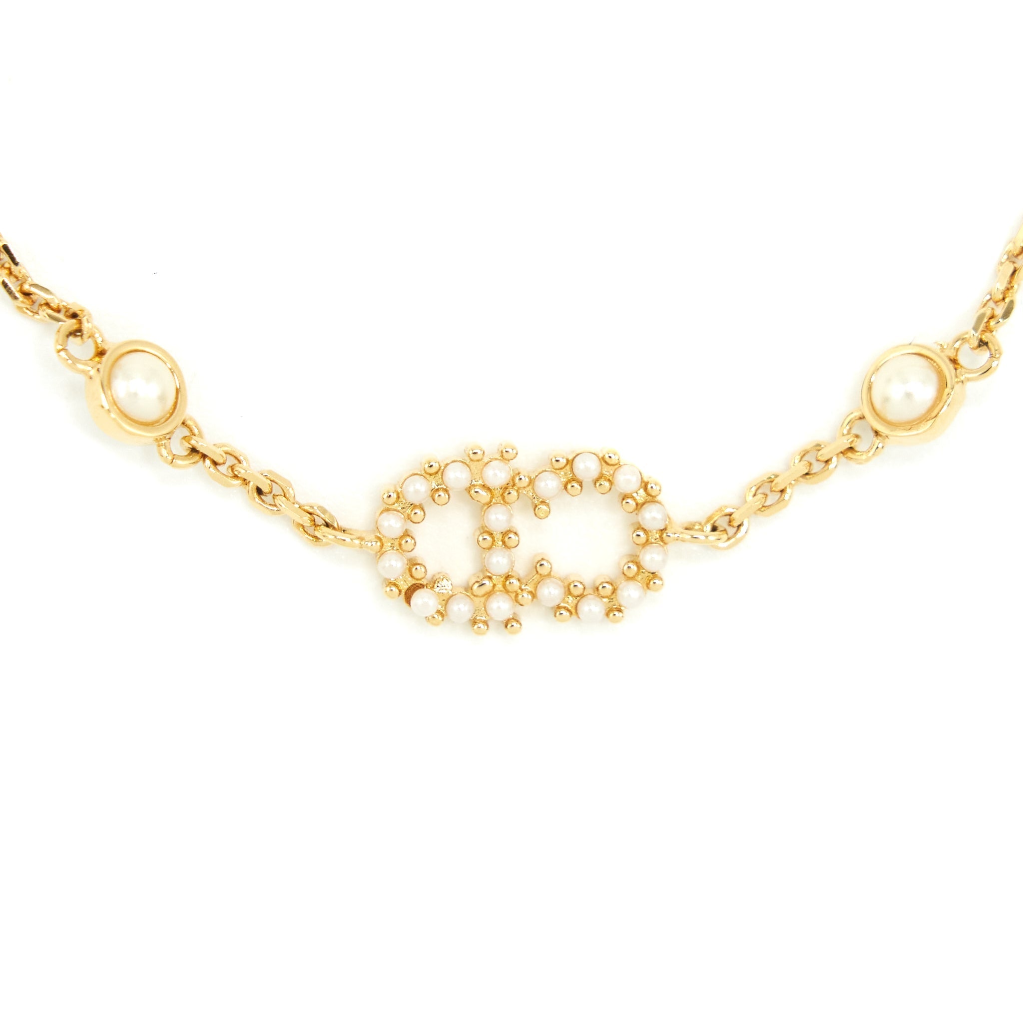 DIOR CLAIR D LUNE BRACELET GOLD-FINISH METAL WITH WHITE RESIN PEARLS