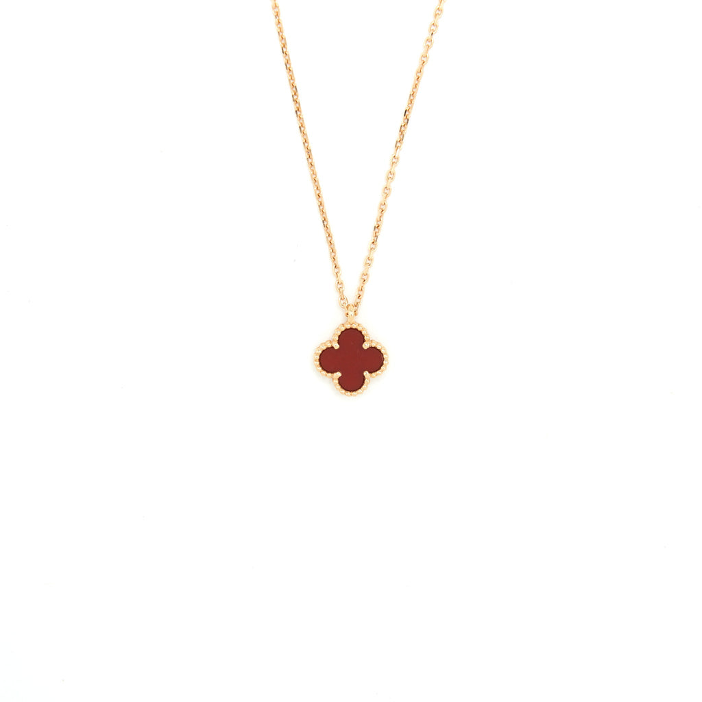 VAN CLEEF AND ARIEL’S SWEET ALHAMBRA PENDANT ROSE GOLD WITH CARNELIAN
