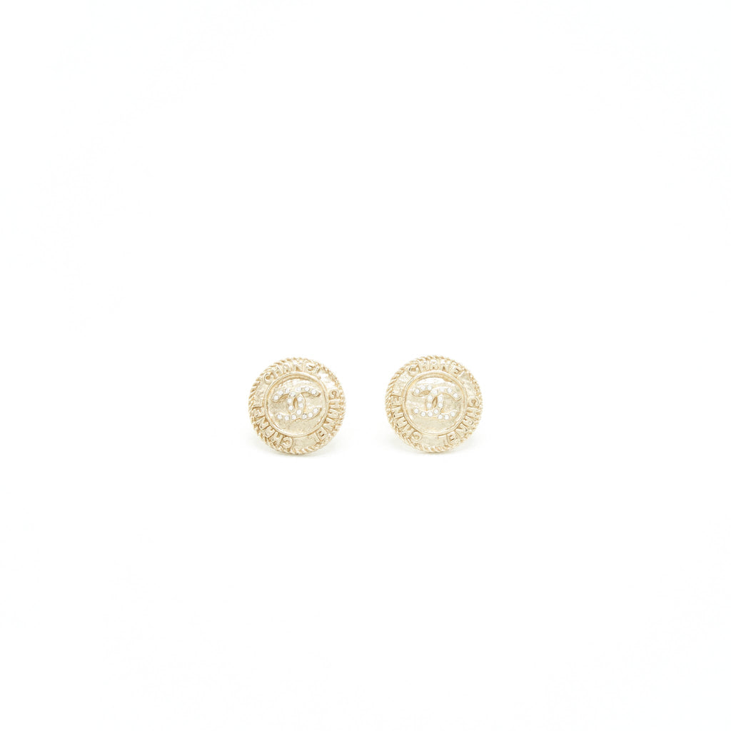 CHANEL ROUND CC EARING LIGHT GOLD