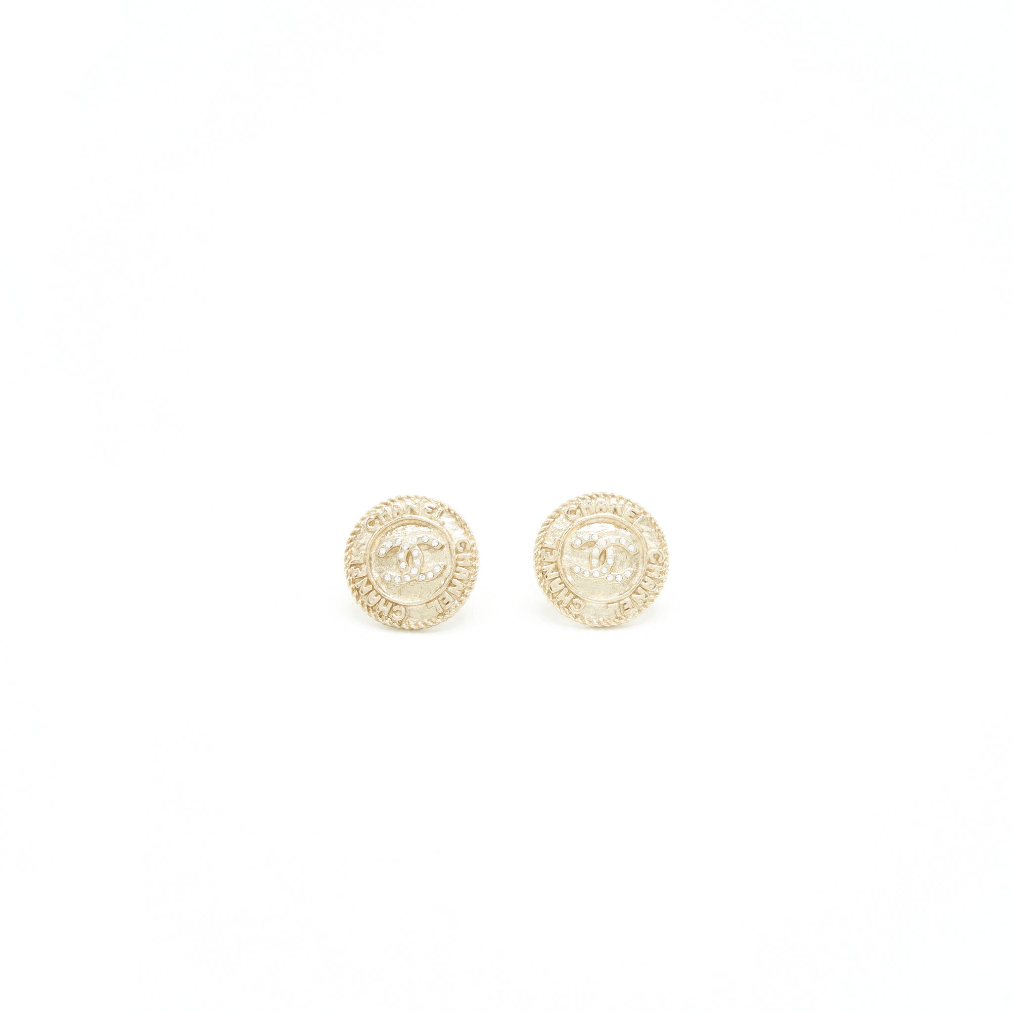 CHANEL ROUND CC EARING LIGHT GOLD