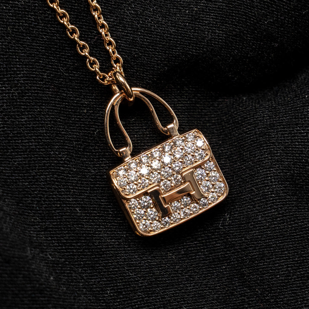 HERMES AMULETTE CONSTANCE PENDANT ROSE GOLD / DIAMONDS