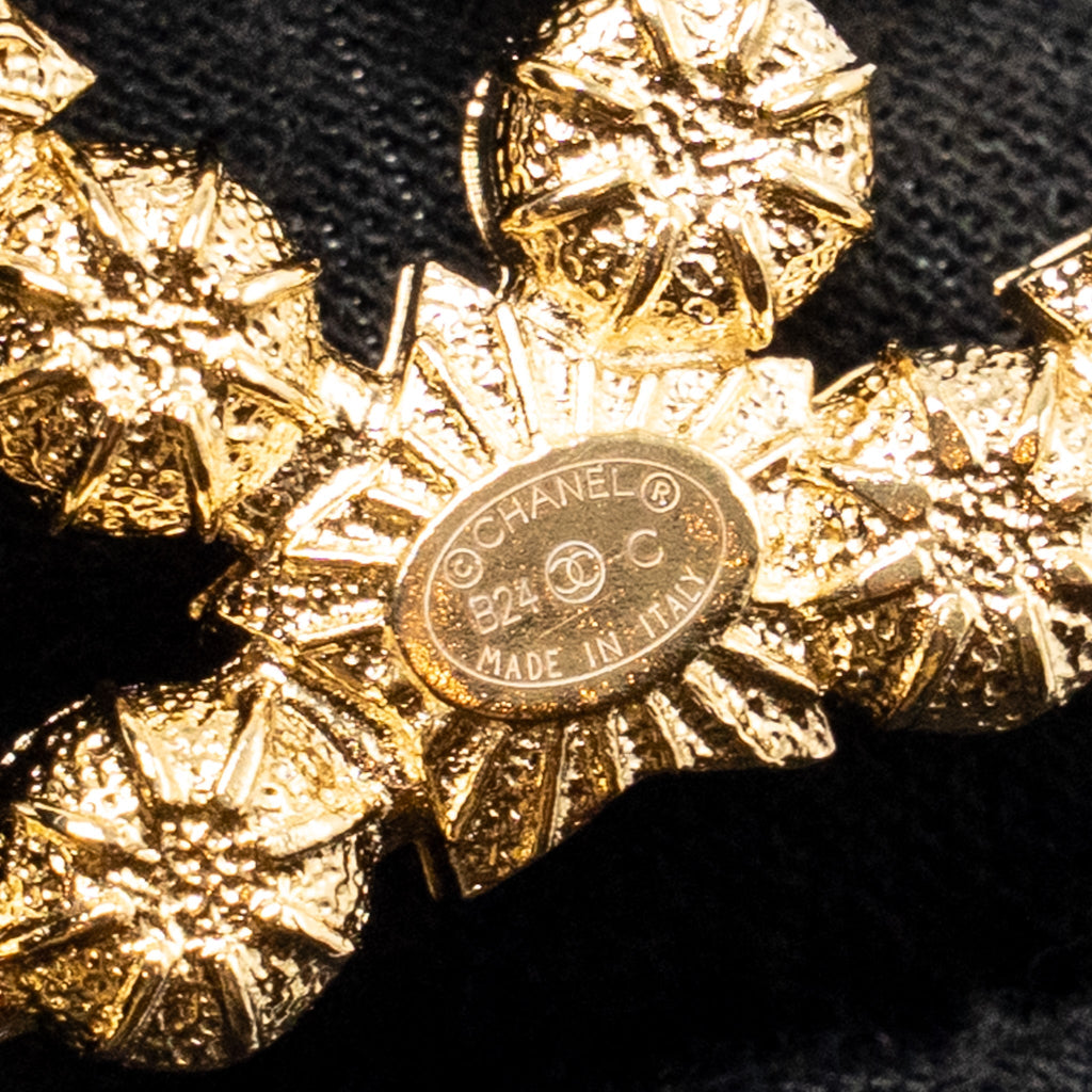 CHANEL CC STAR BROOCH CRYSTAL/PEARL GOLD TONE