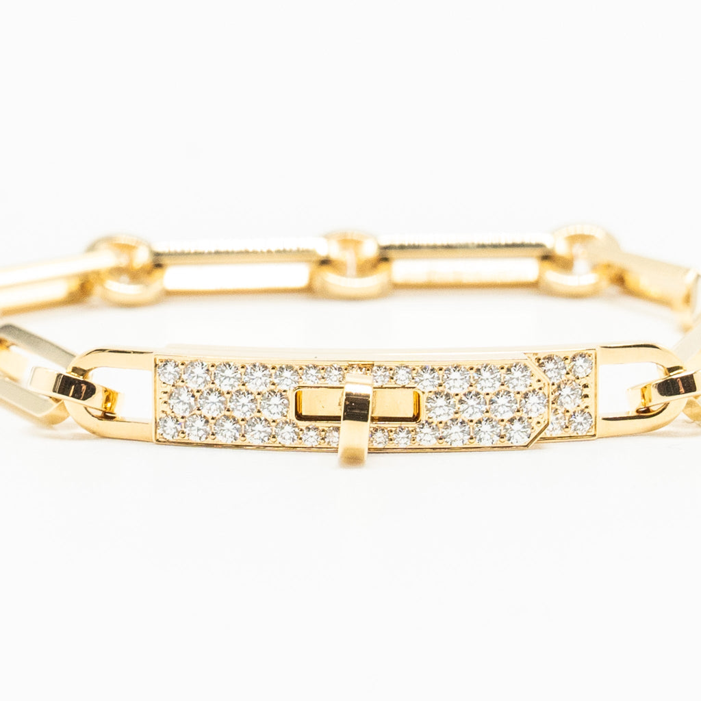 HERMES KELLY CHAINE BRACELET YELLOW GOLD/DIAMONDS