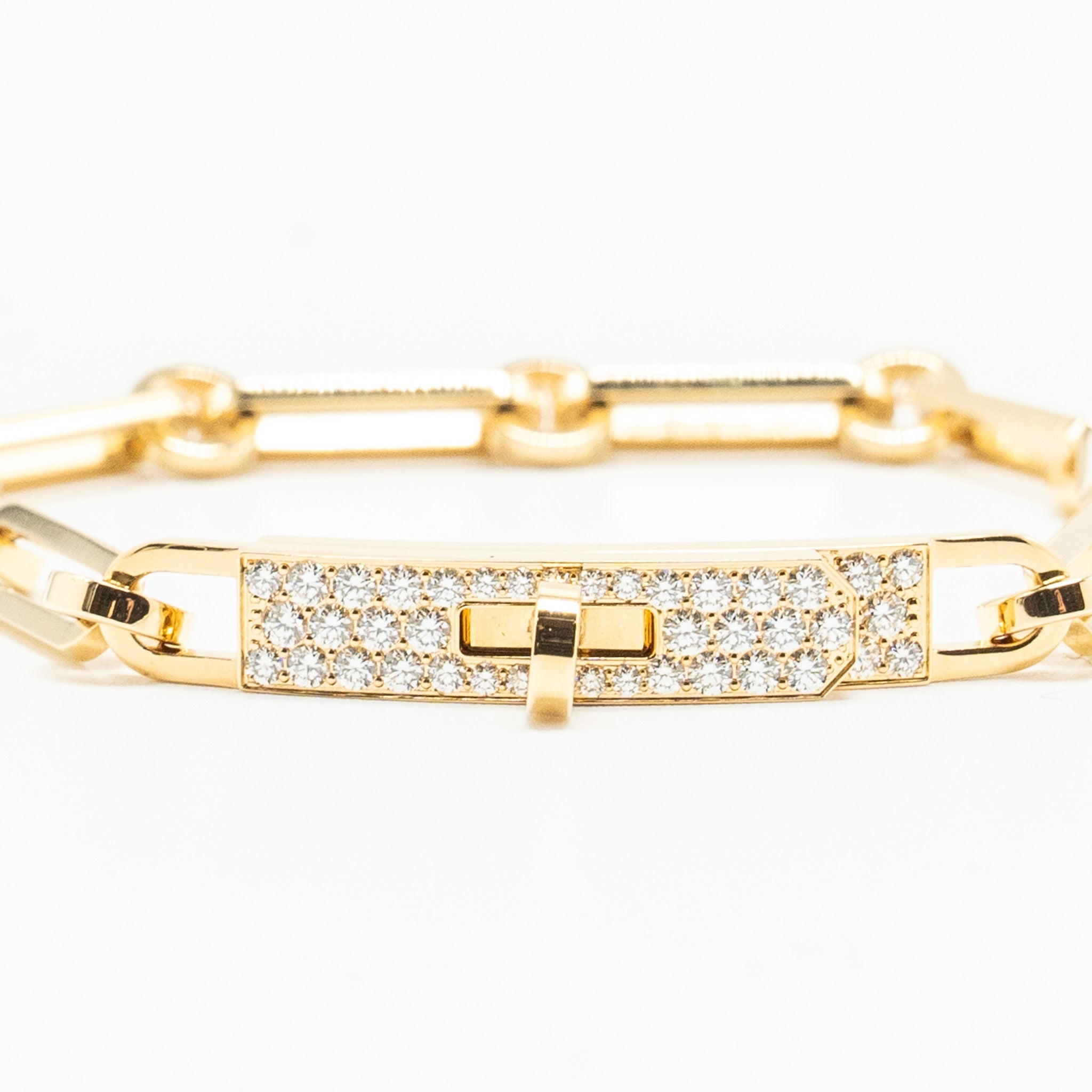 HERMES KELLY CHAINE BRACELET YELLOW GOLD/DIAMONDS