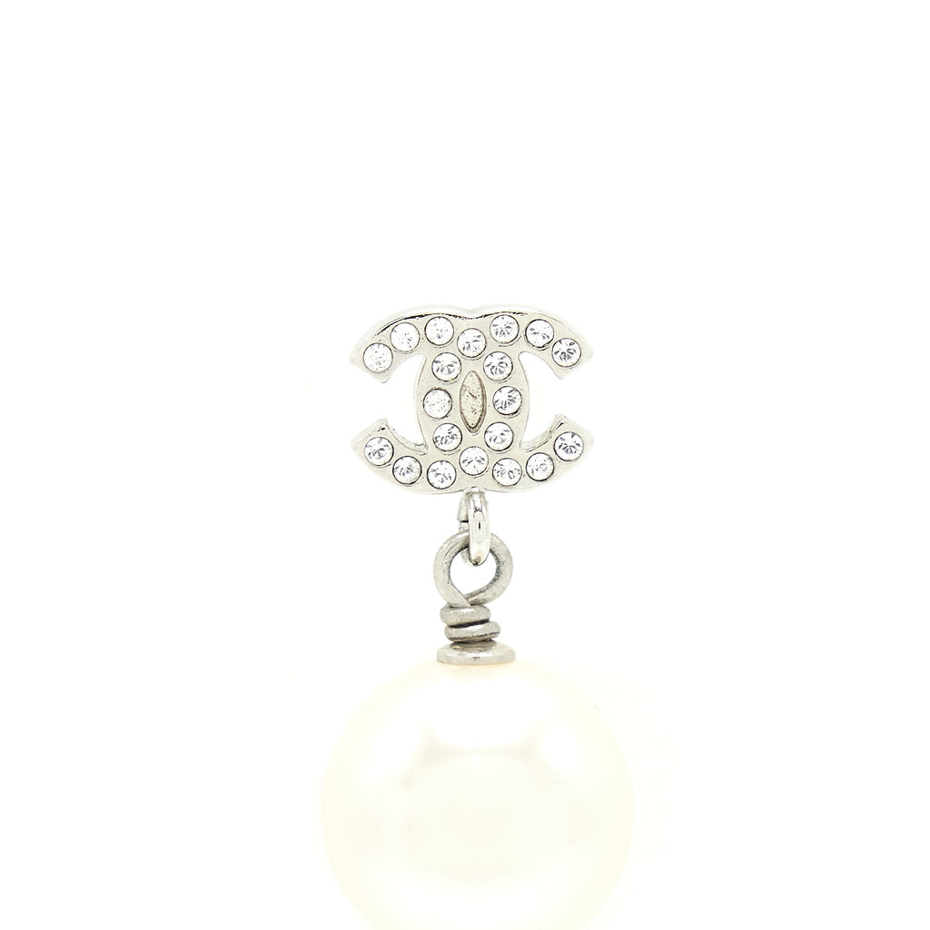 CHANEL PEARL DROP CRYSTAL EARRINGS