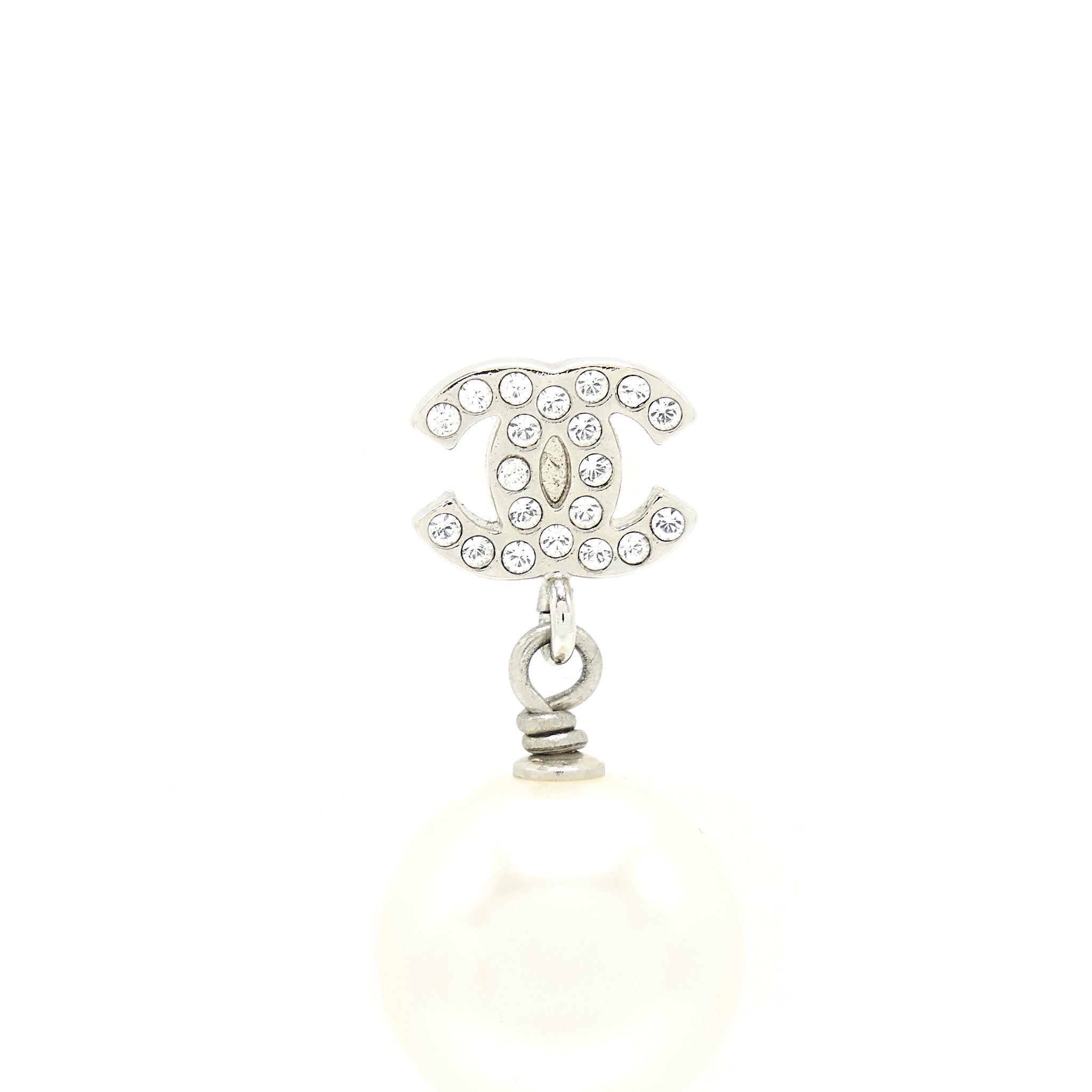 CHANEL PEARL DROP CRYSTAL EARRINGS