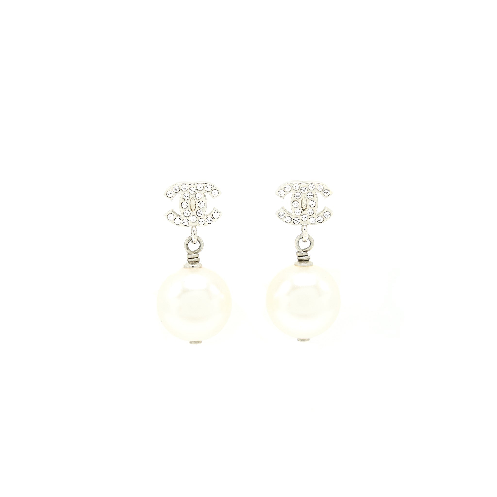CHANEL PEARL DROP CRYSTAL EARRINGS