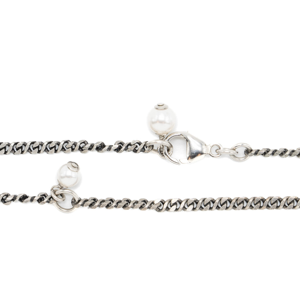 CHANEL CC LOGO NECKLACE CRYSTAL/ PEARL RUTHENIUM HARDWARE