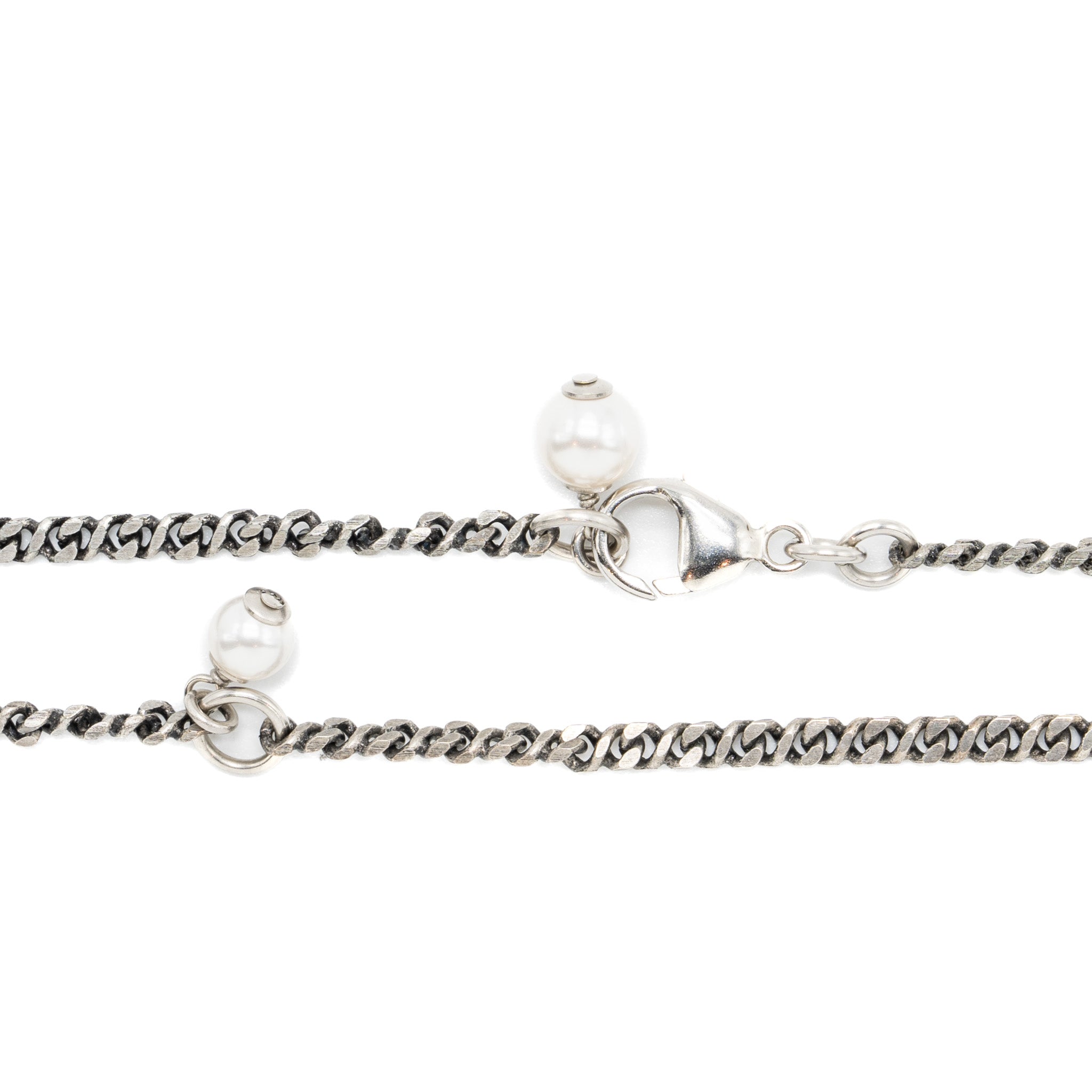 CHANEL CC LOGO NECKLACE CRYSTAL/ PEARL RUTHENIUM HARDWARE