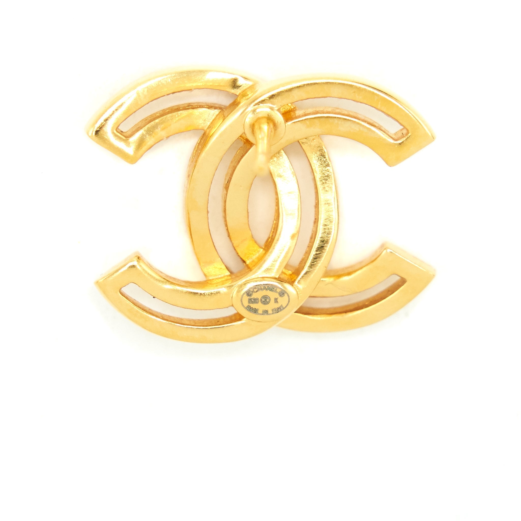 CHANEL LOGO STUD EARRINGS GHW