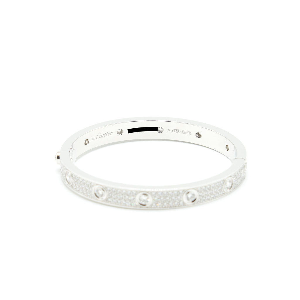 CARTIER LOVE BRACELET, DIAMOND PAVED WHITE GOLD WITH DIAMONDS