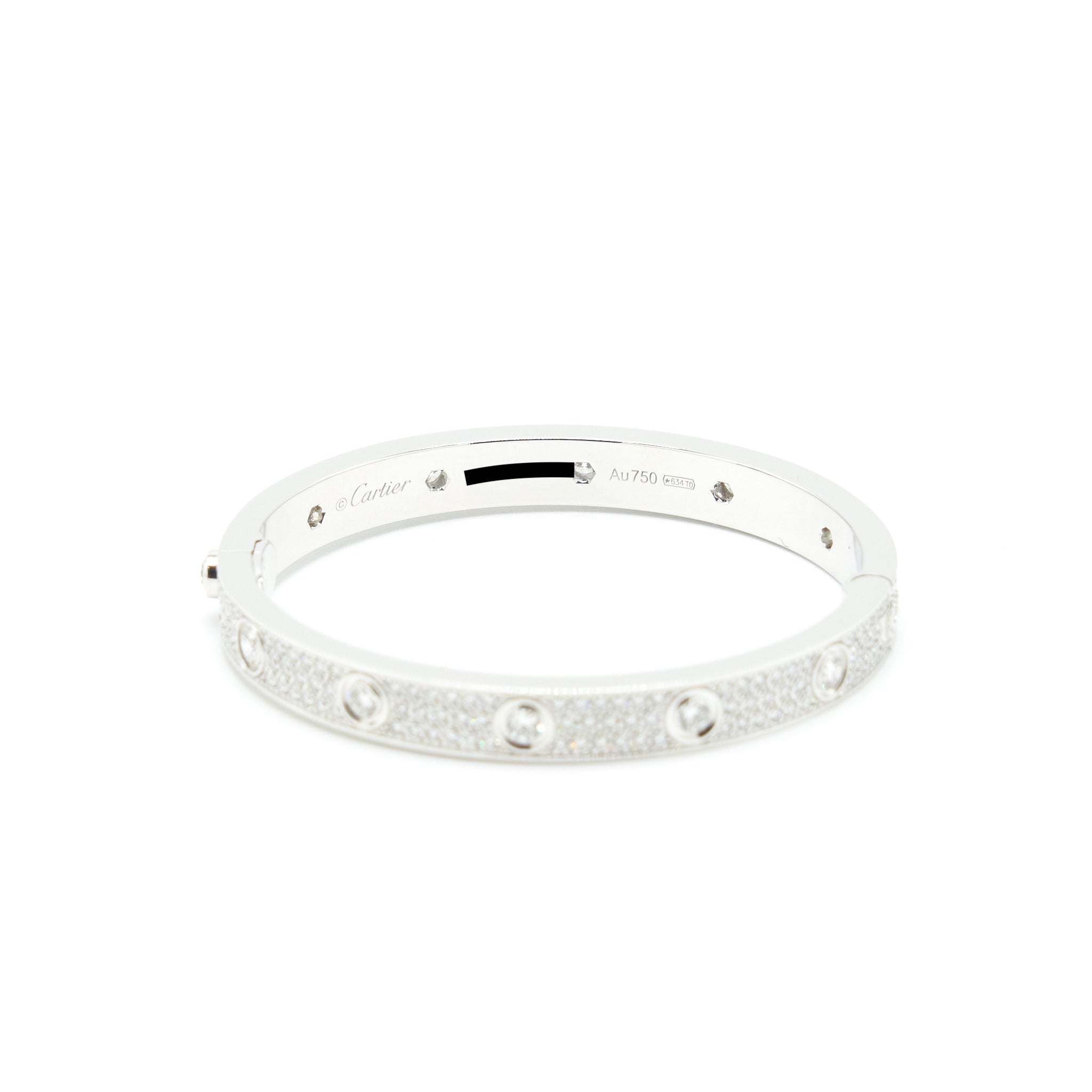 CARTIER LOVE BRACELET, DIAMOND PAVED WHITE GOLD WITH DIAMONDS