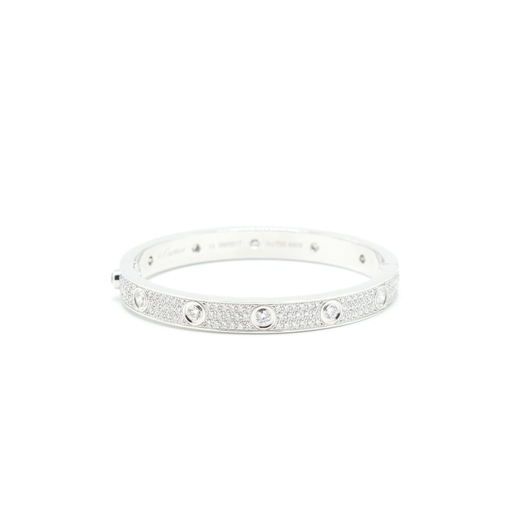 CARTIER LOVE BRACELET, DIAMOND PAVED WHITE GOLD WITH DIAMONDS