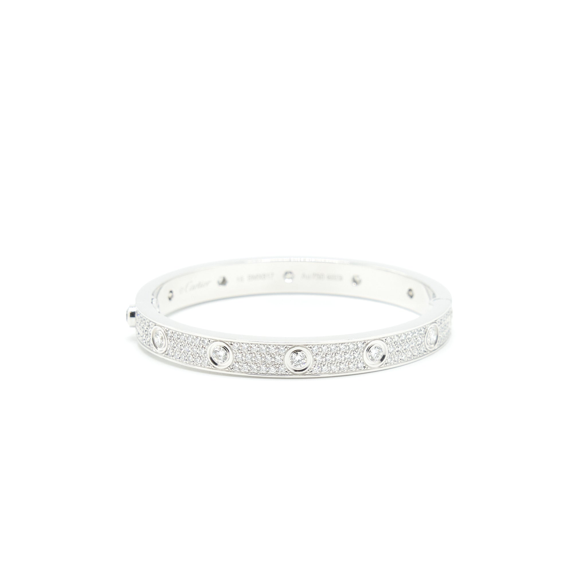 CARTIER LOVE BRACELET, DIAMOND PAVED WHITE GOLD WITH DIAMONDS