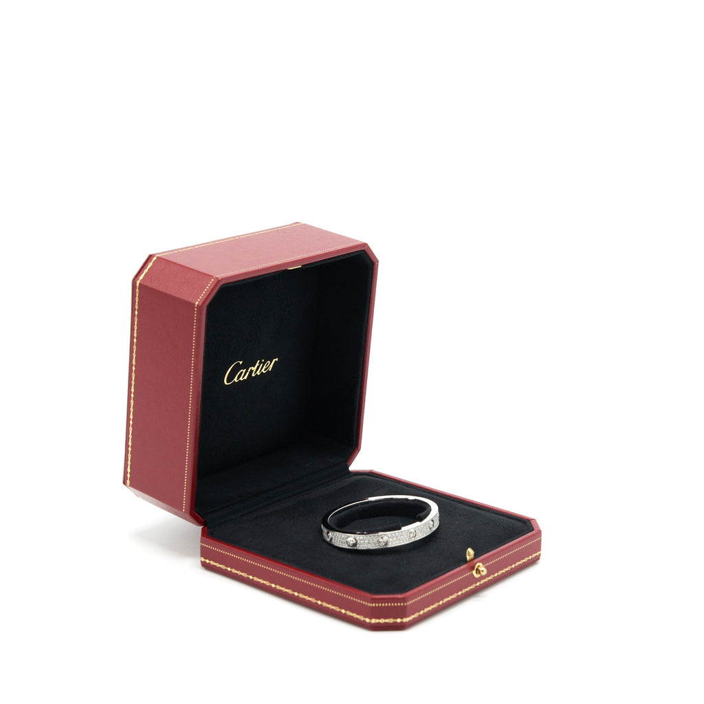 CARTIER LOVE BRACELET, DIAMOND PAVED WHITE GOLD WITH DIAMONDS