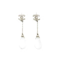 CHANEL CC AND WHITE CRYSTAL EARRINGS
