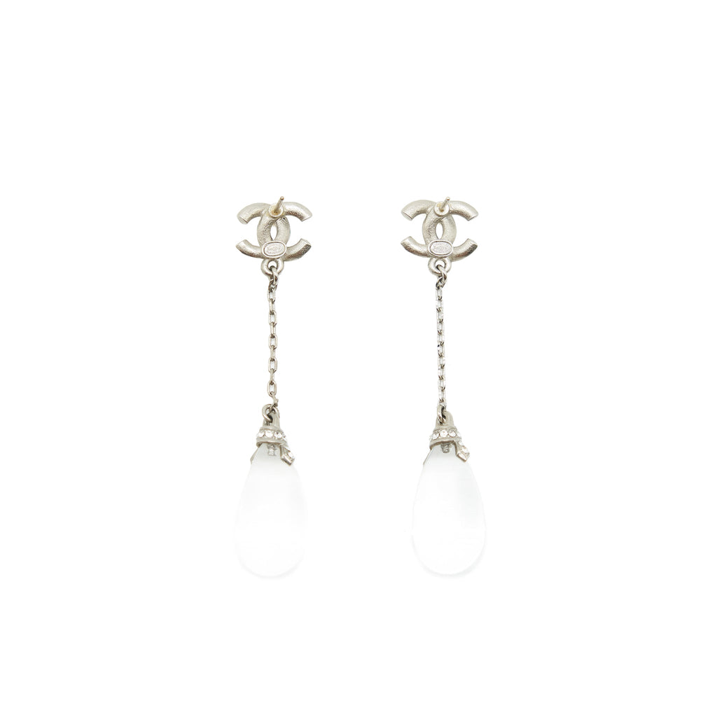 CHANEL CC AND WHITE CRYSTAL EARRINGS