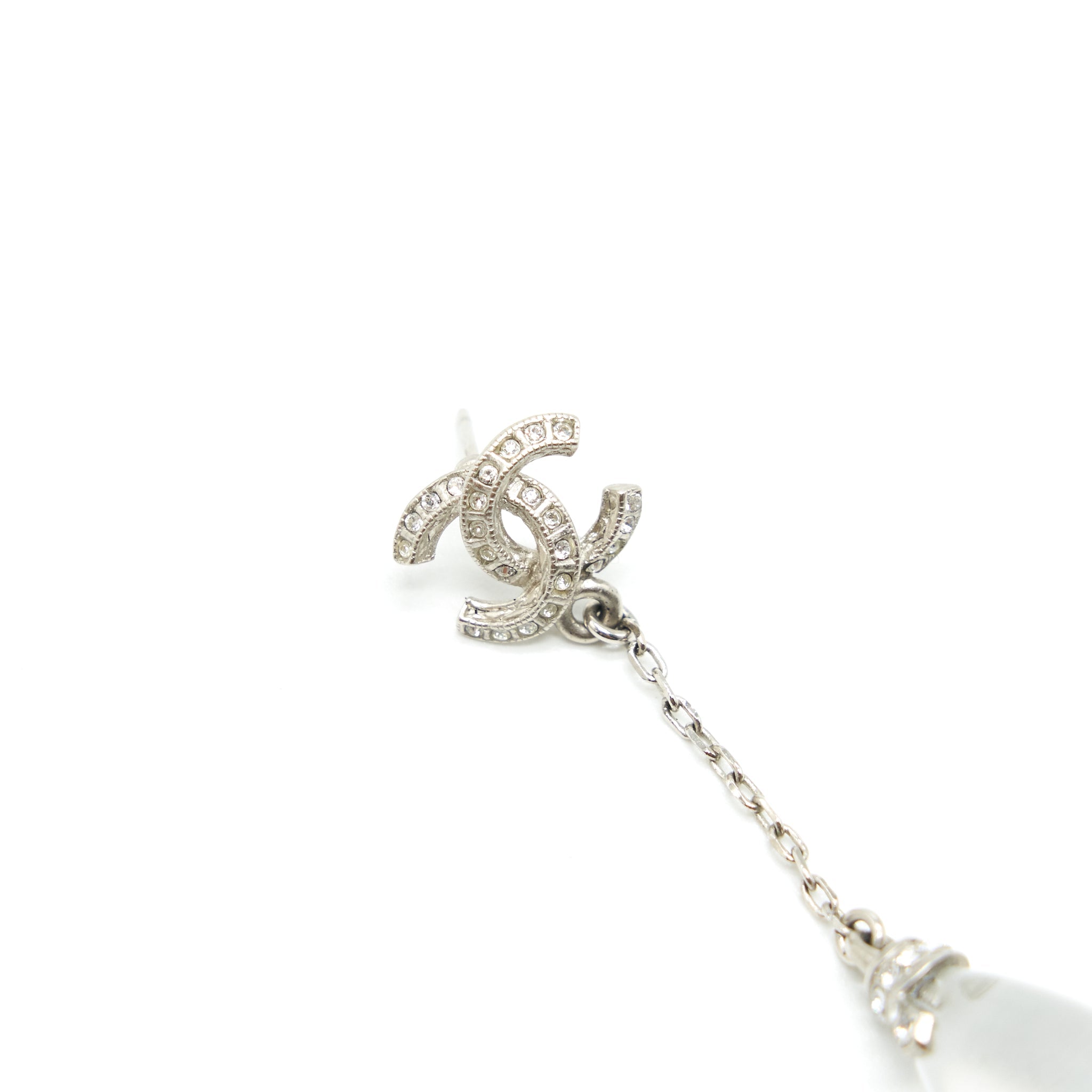 CHANEL CC AND WHITE CRYSTAL EARRINGS