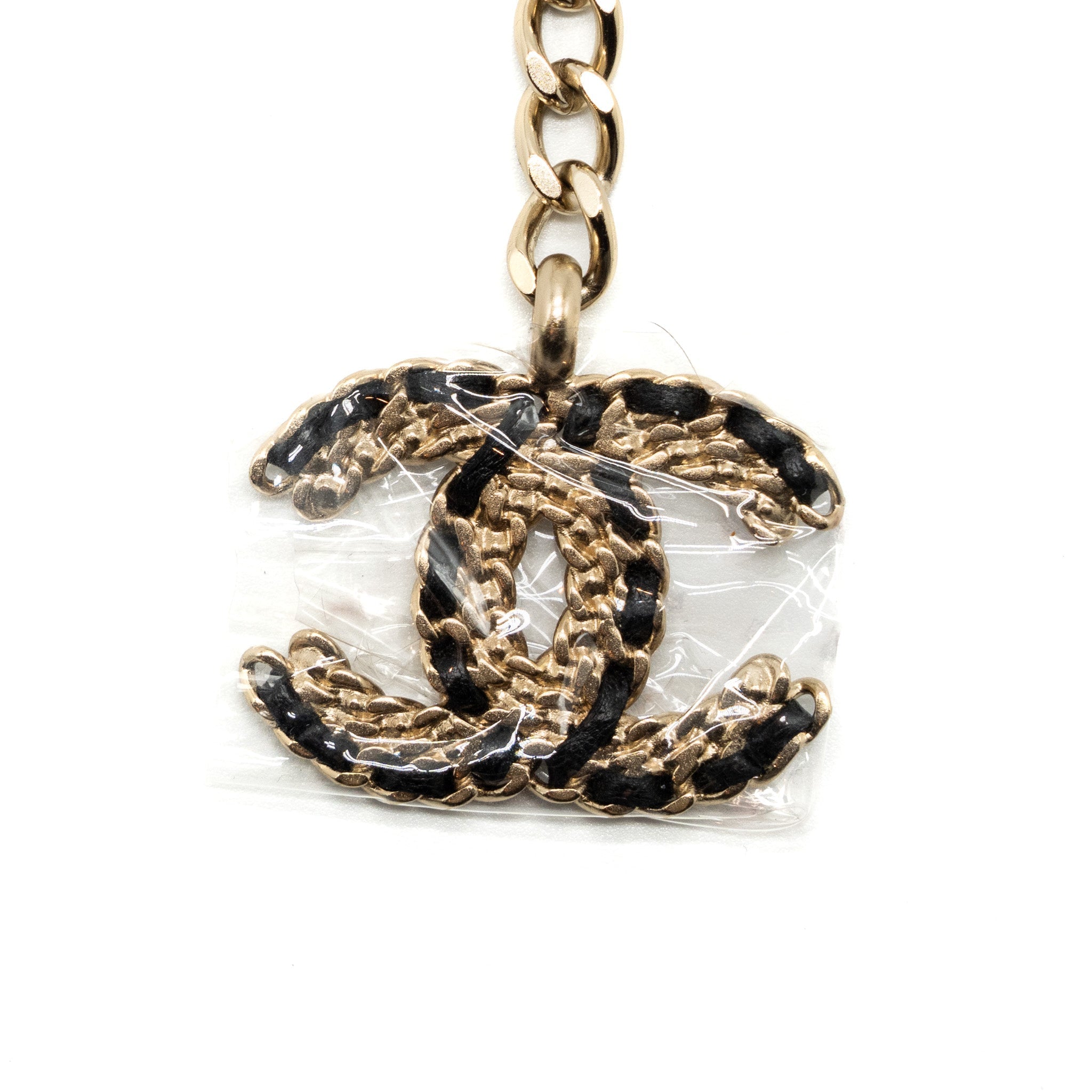 CHANEL CC LOGO DROPPED WAIST CHAIN BELT LEATHER CHAIN/PEARL LGHW