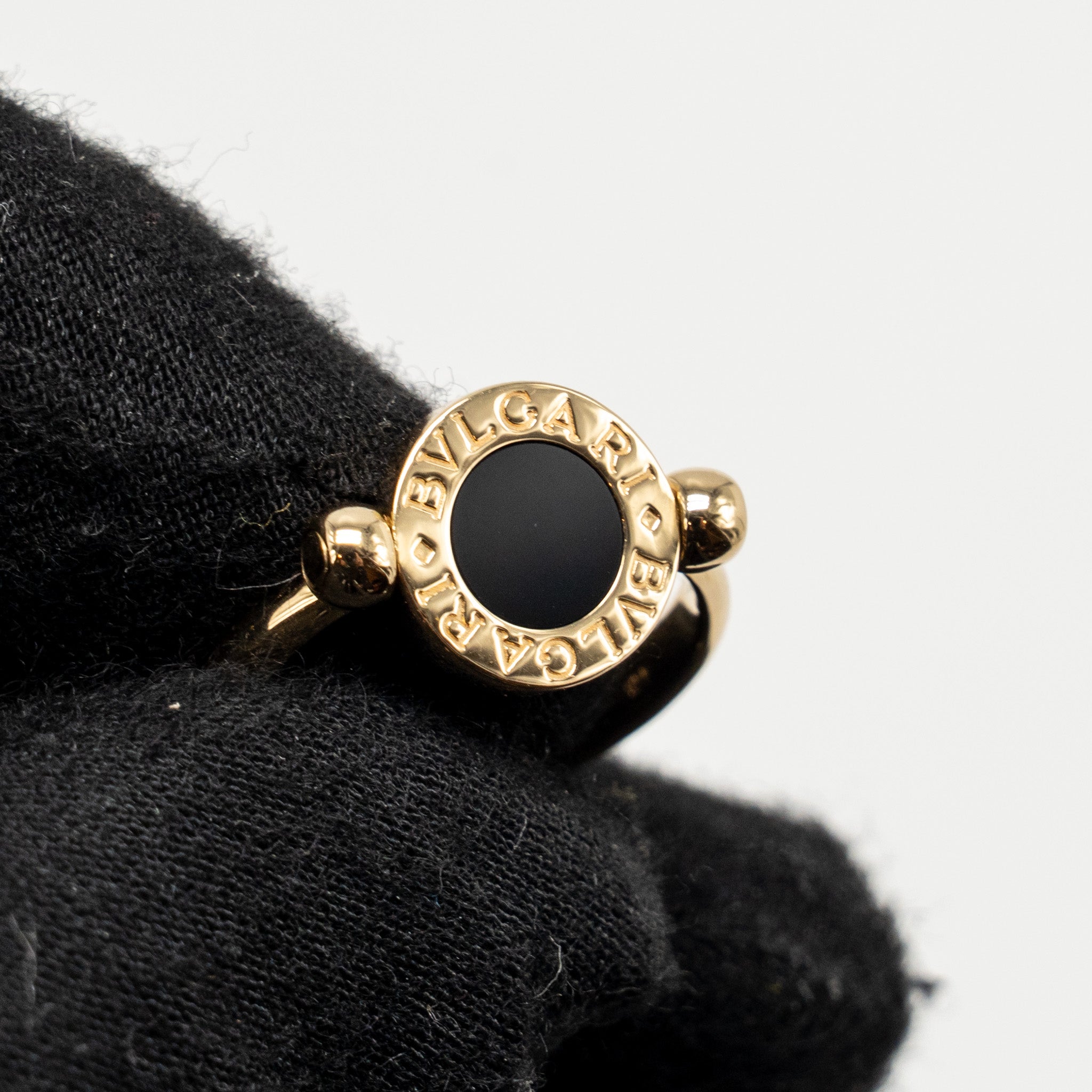BVLGARI BVLGARI RING YELLOW GOLD/ONYX/CORAL BLACK/ORANGE