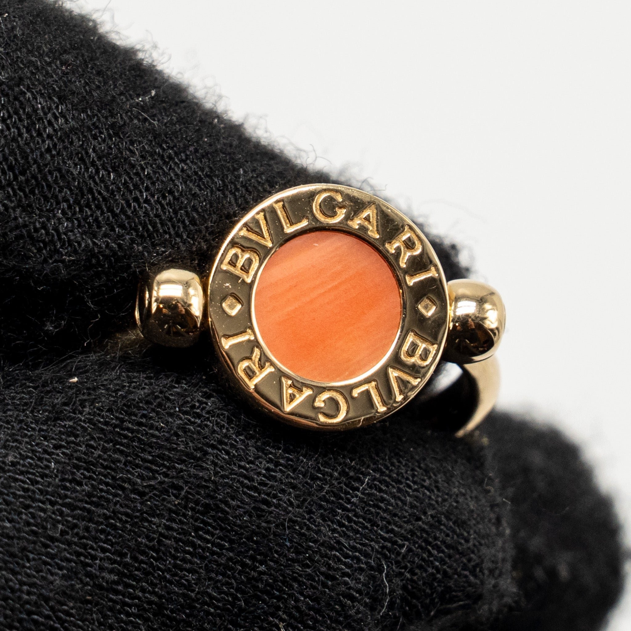 BVLGARI BVLGARI RING YELLOW GOLD/ONYX/CORAL BLACK/ORANGE
