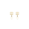 CHANEL CC LOGO WITH PEARL DROP EARRINGS LGHW