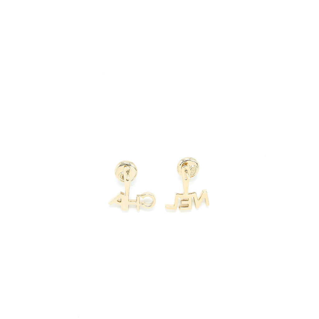 CHANEL LETTER CC/LOGO EARRINGS CRYSTAL LIGHT GOLD TONE
