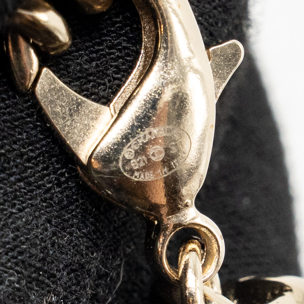 CHANEL LEATHER CHAIN CHOCKER BLACK / LIGHT GOLD TONE