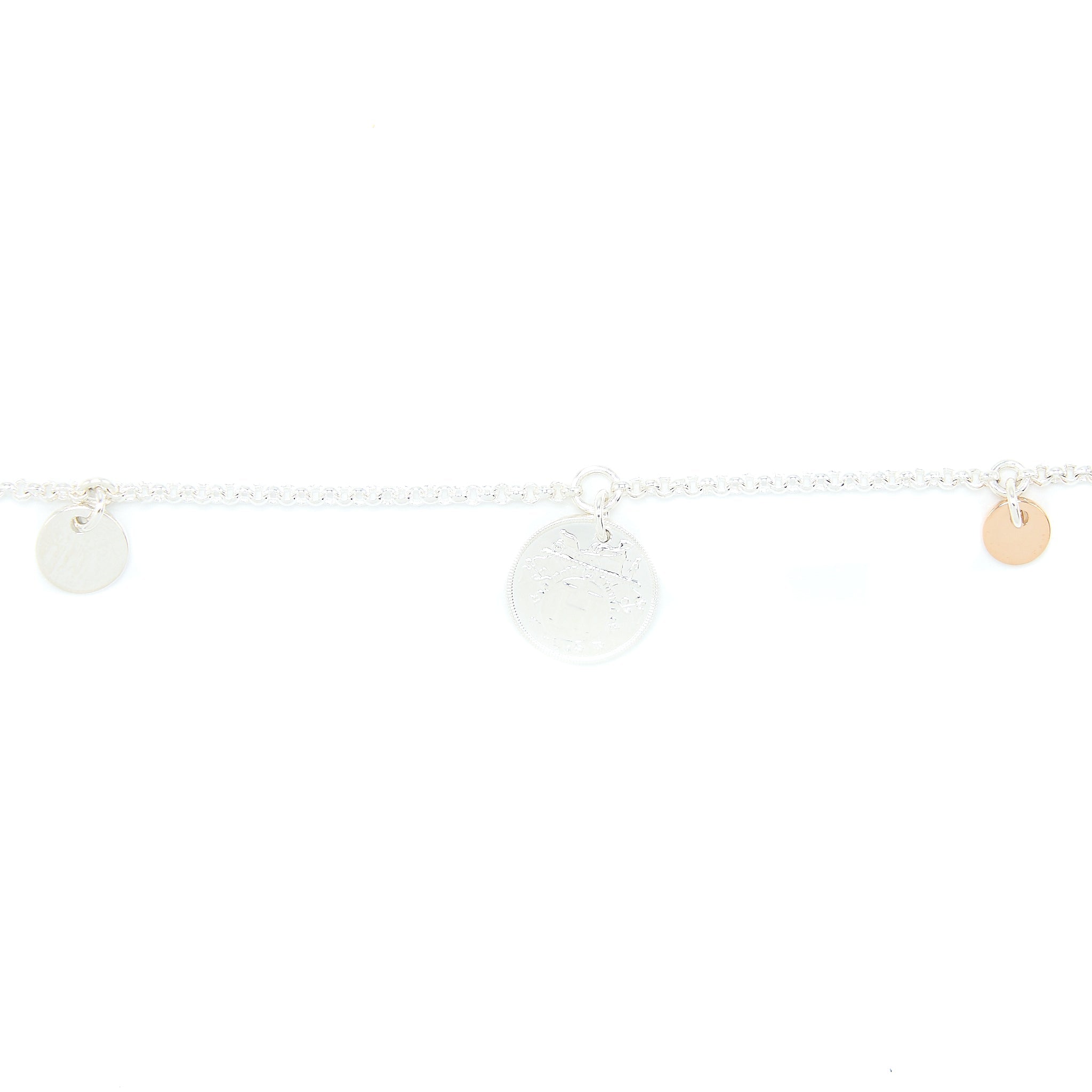 HERMES EX-LIBRIS BRACELET STERLING SILVER/ROSE GOLD WITH TOGGLE CLOSURE