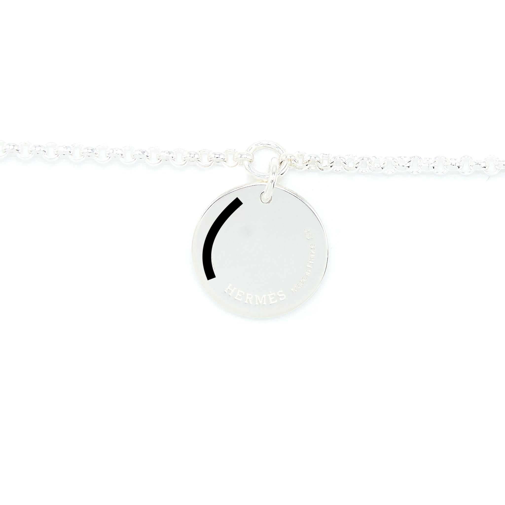 HERMES EX-LIBRIS BRACELET STERLING SILVER/ROSE GOLD WITH TOGGLE CLOSURE