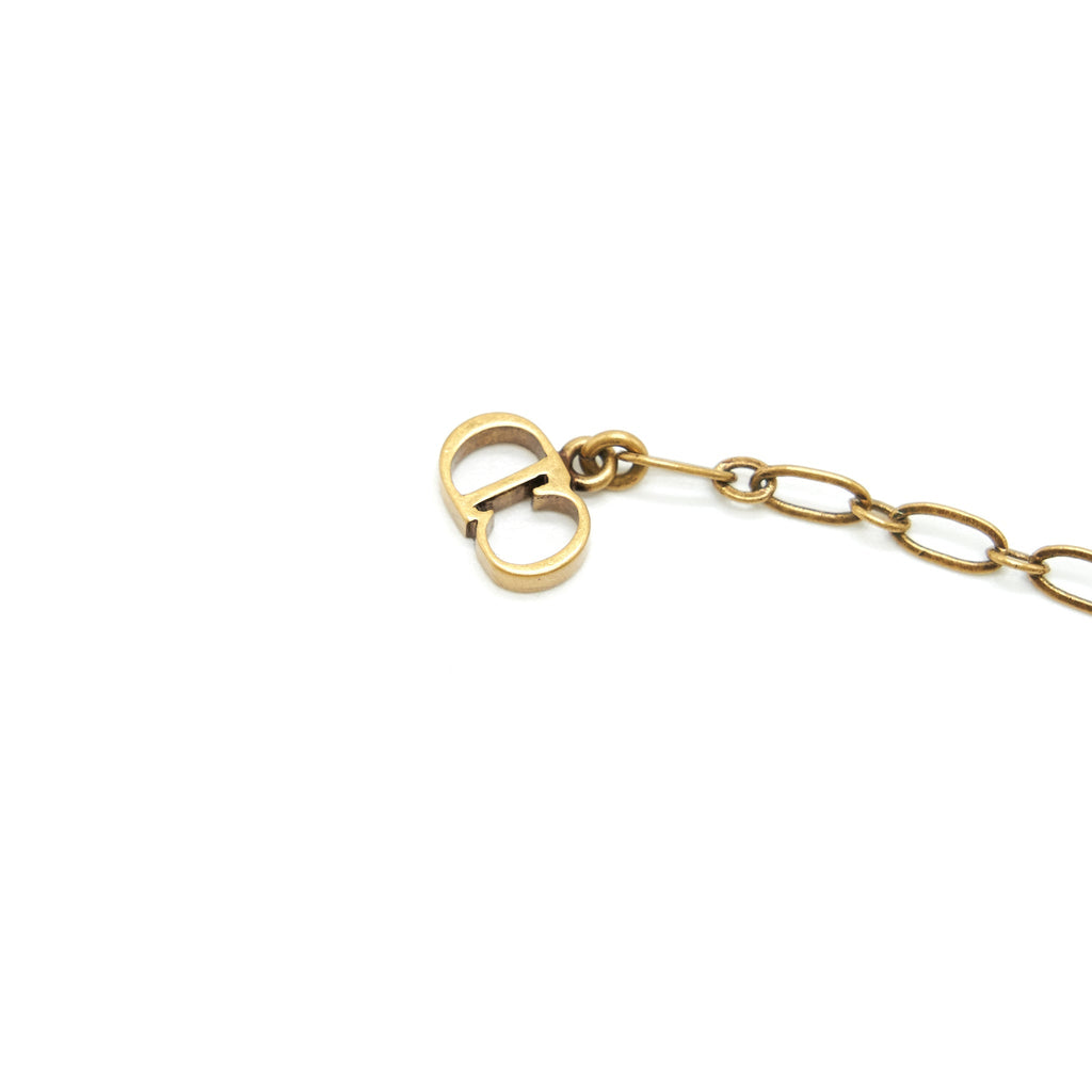 DIOR J’ADIOR CHOKER ANTIQUE GOLD FINISH METAL AND BLACK GROSGRAIN RIBBON