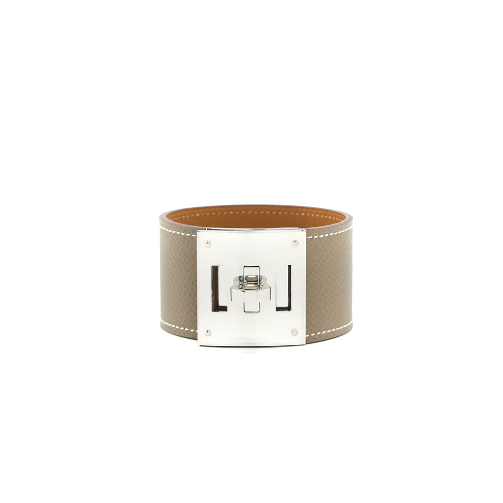 HERMES SIZE T3 KELLY DOG BRACELET EPSOM ETOUPE SHW STAMP C