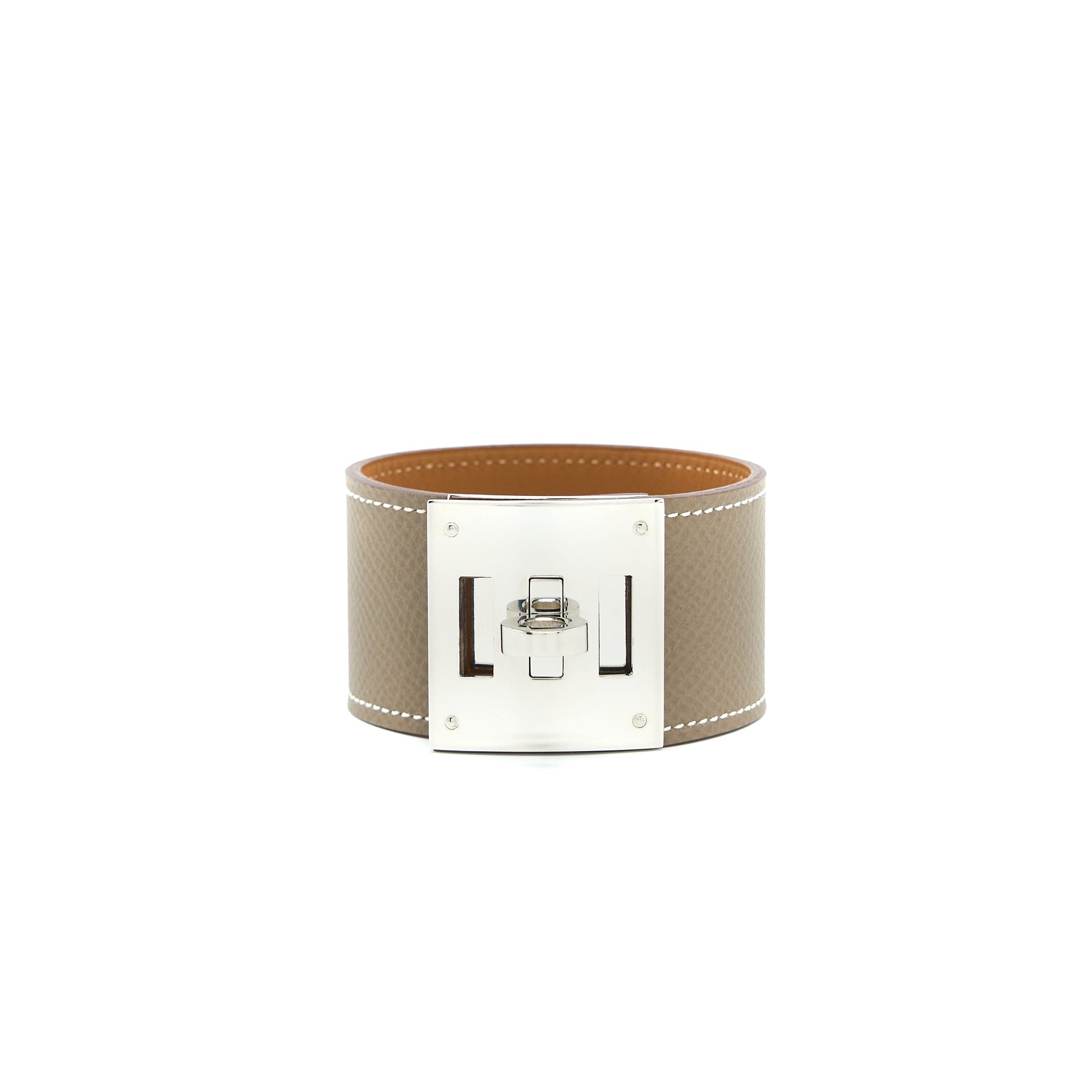 HERMES SIZE T3 KELLY DOG BRACELET EPSOM ETOUPE SHW STAMP C