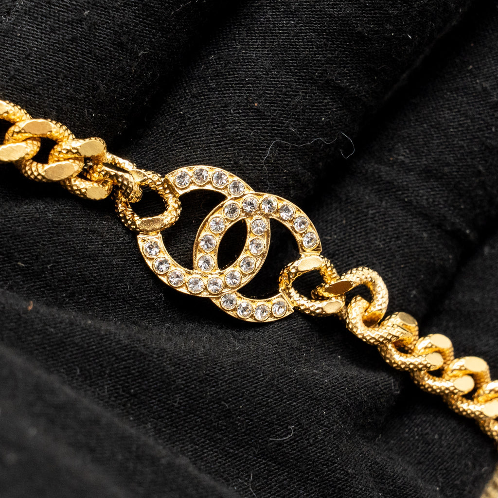 CHANEL CC CHOCKER/NECKLACE CRYSTAL GOLD TONE