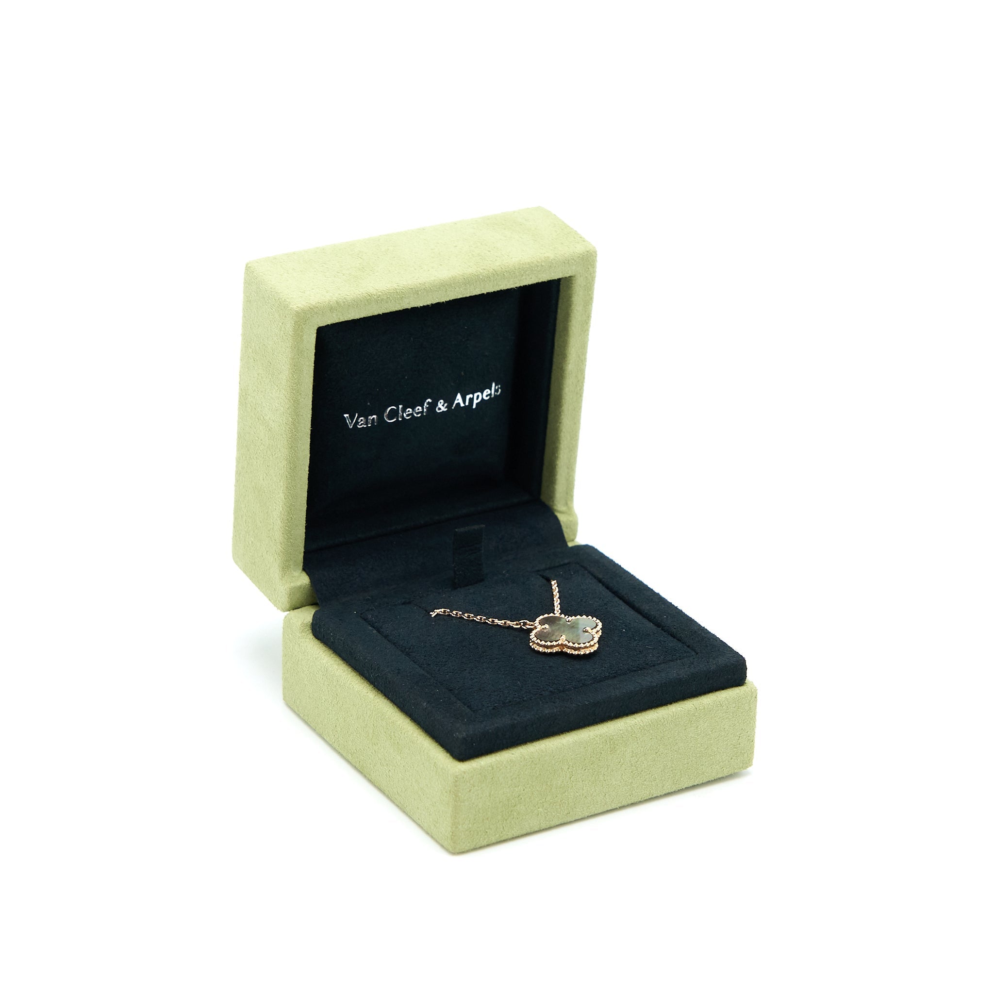 VAN CLEEF & ARPELS VINTAGE ALHAMBRA PENDANT GREY-MOTHER-OF-PEARL ROSE GOLD