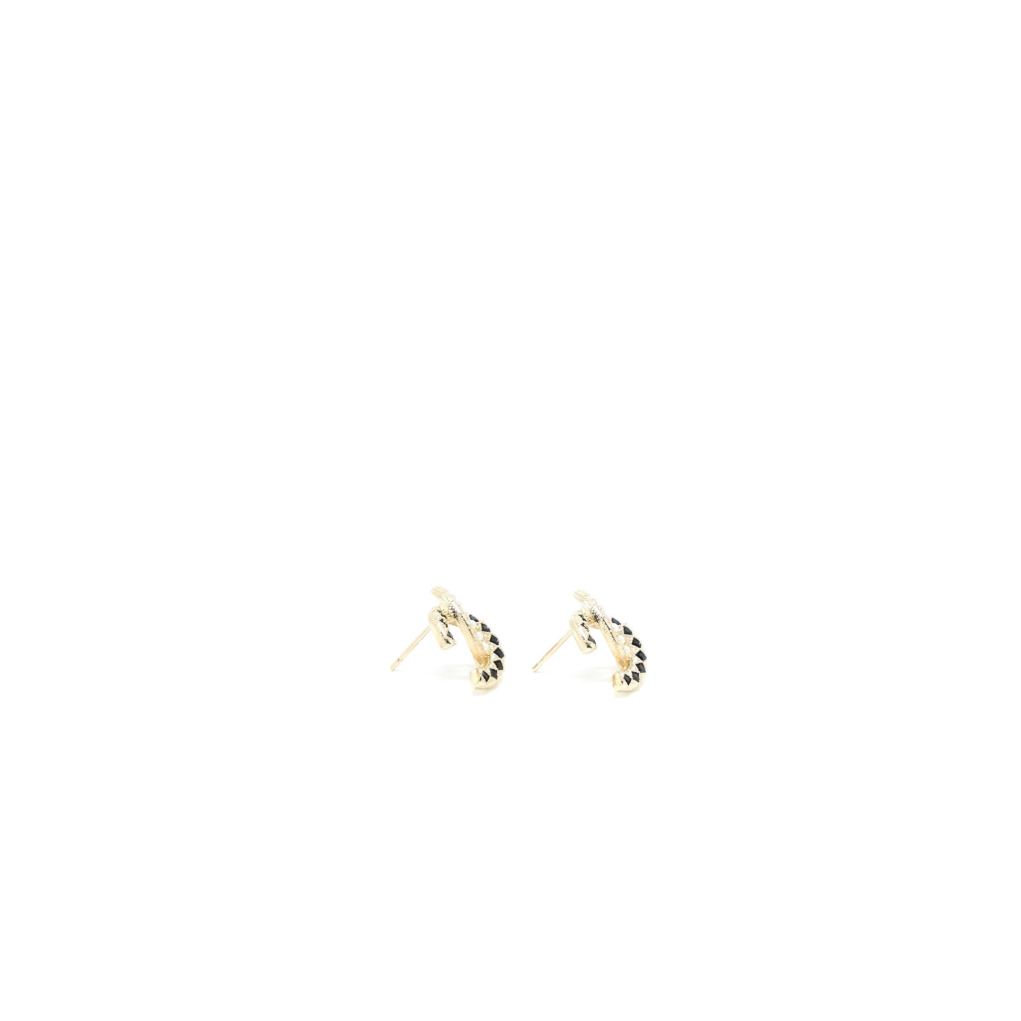 CHANEL CC LOGO EARRINGS BLACK CRYSTAL/PEARL LIGHT GOLD TONE