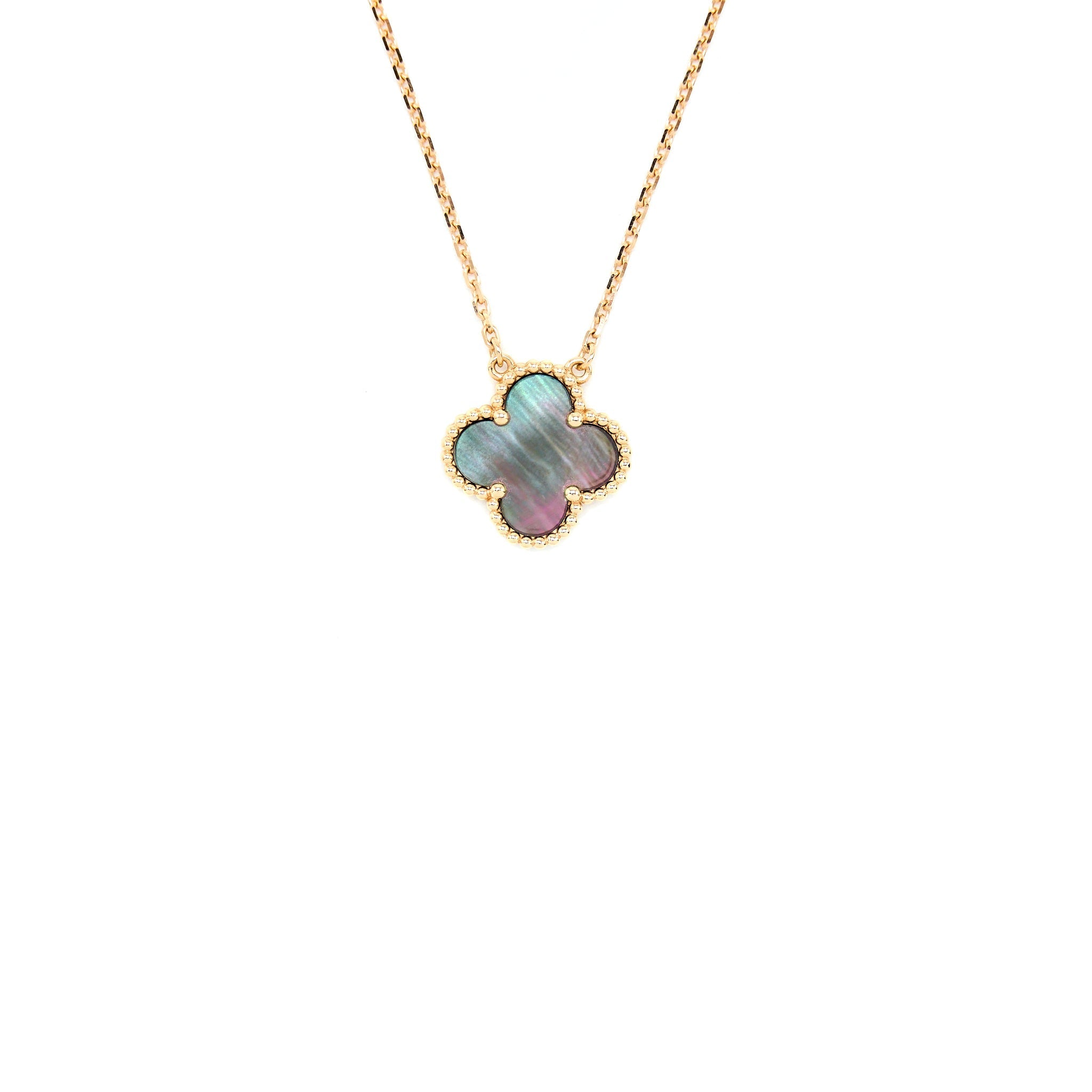 VAN CLEEF & ARPELS VINTAGE ALHAMBRA PENDANT GREY-MOTHER-OF-PEARL ROSE GOLD
