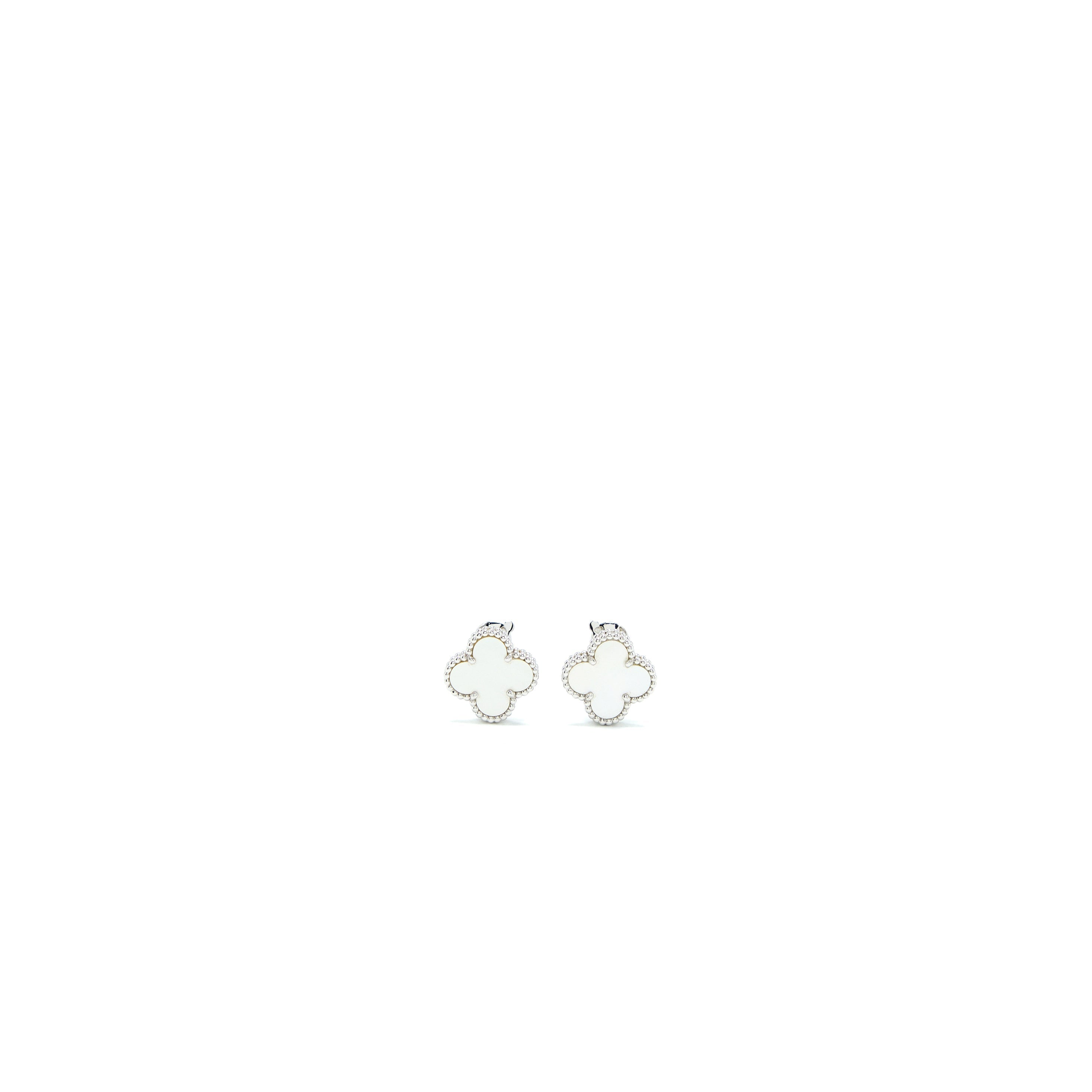 VAN CLEEF & ARPELS EARRINGS WHITE MOTHER OF PEARL WHITE GOLD