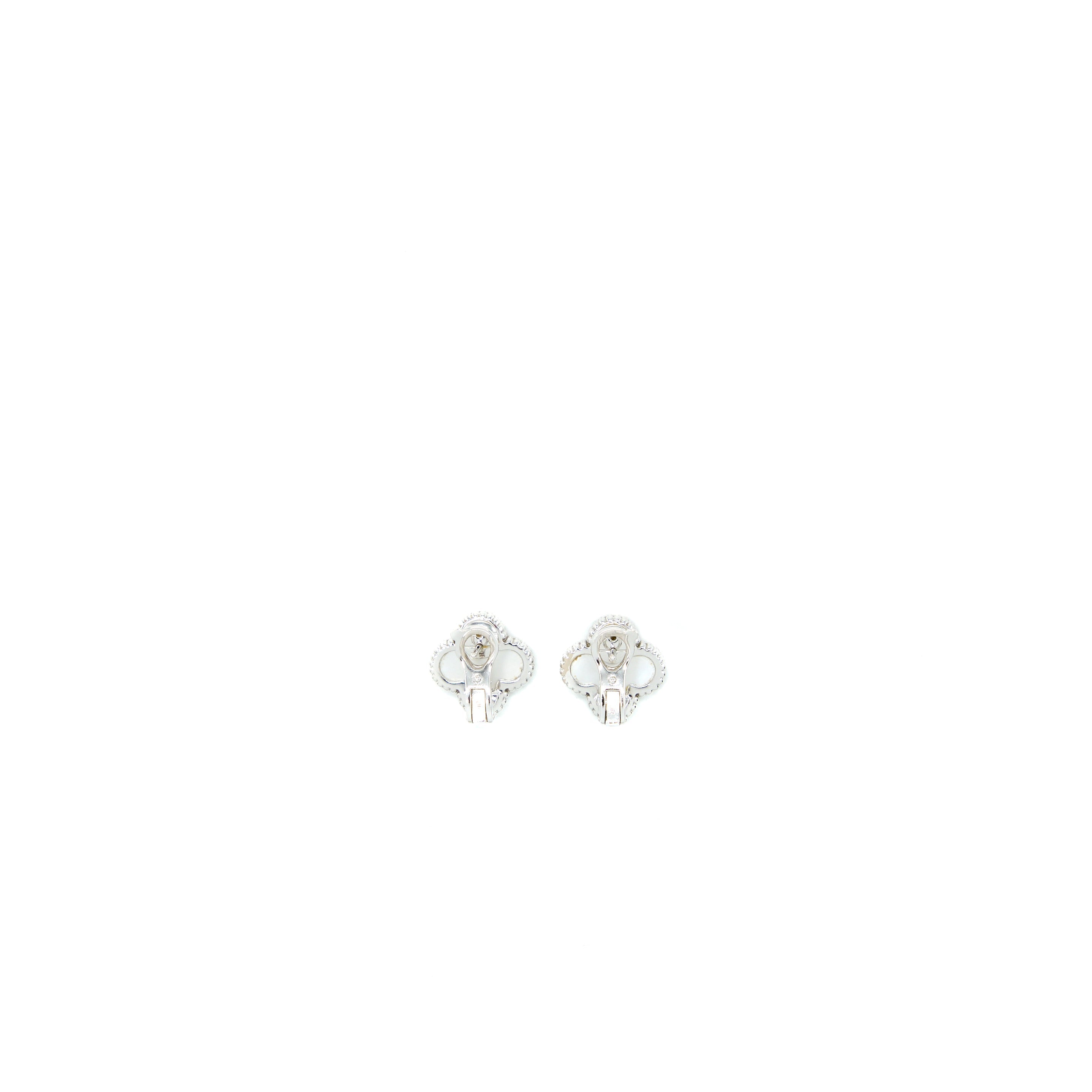 VAN CLEEF & ARPELS EARRINGS WHITE MOTHER OF PEARL WHITE GOLD
