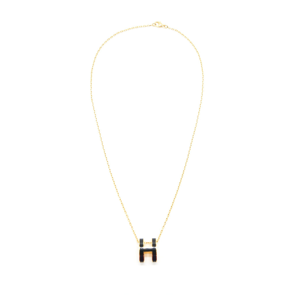 HERMES POP H NECKLACE BLACK GHW