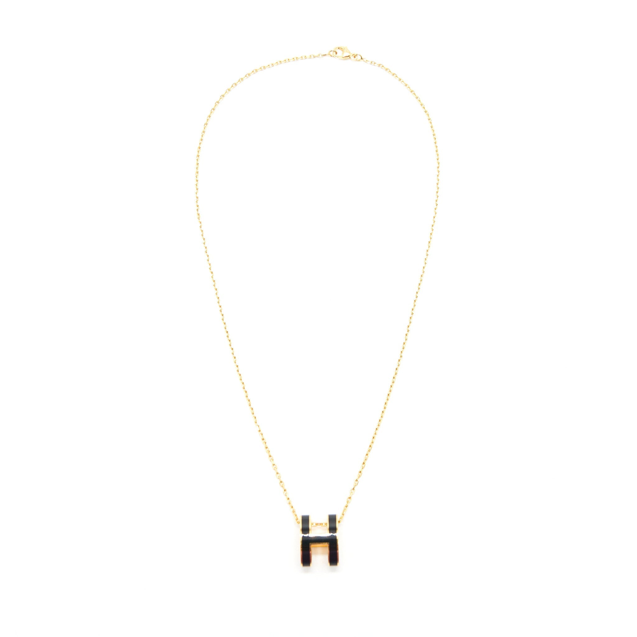 HERMES POP H NECKLACE BLACK GHW