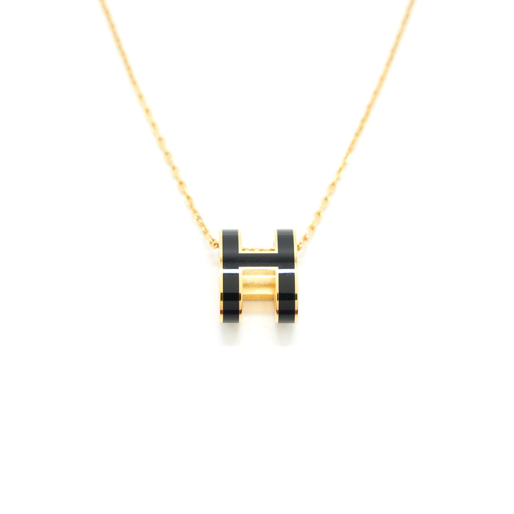 HERMES POP H NECKLACE BLACK GHW